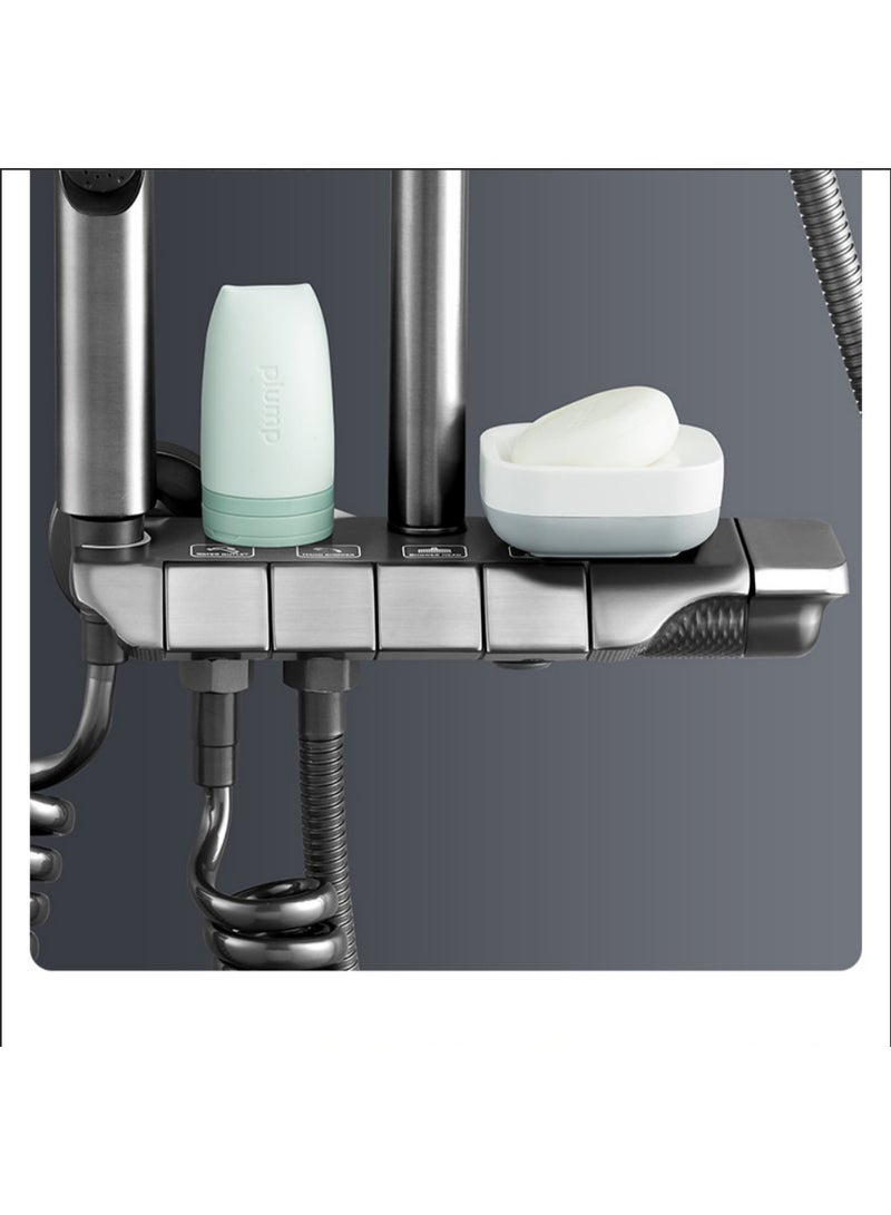 نظام دش أرابيست الحراري رباعي الوظائف، طقم دش نحاسي مثبت على الحائط مع رأس دش علوي 12 بوصة، دش يدوي بثلاثة أوضاع، خلاط حوض استحمام وبخاخ بيديه - لا يحتاج إلى حفر، مانع للرذاذ، ارتفاع قابل للتعديل للحمام، مناسب للعائلة، الكبار والصغار - Image 5